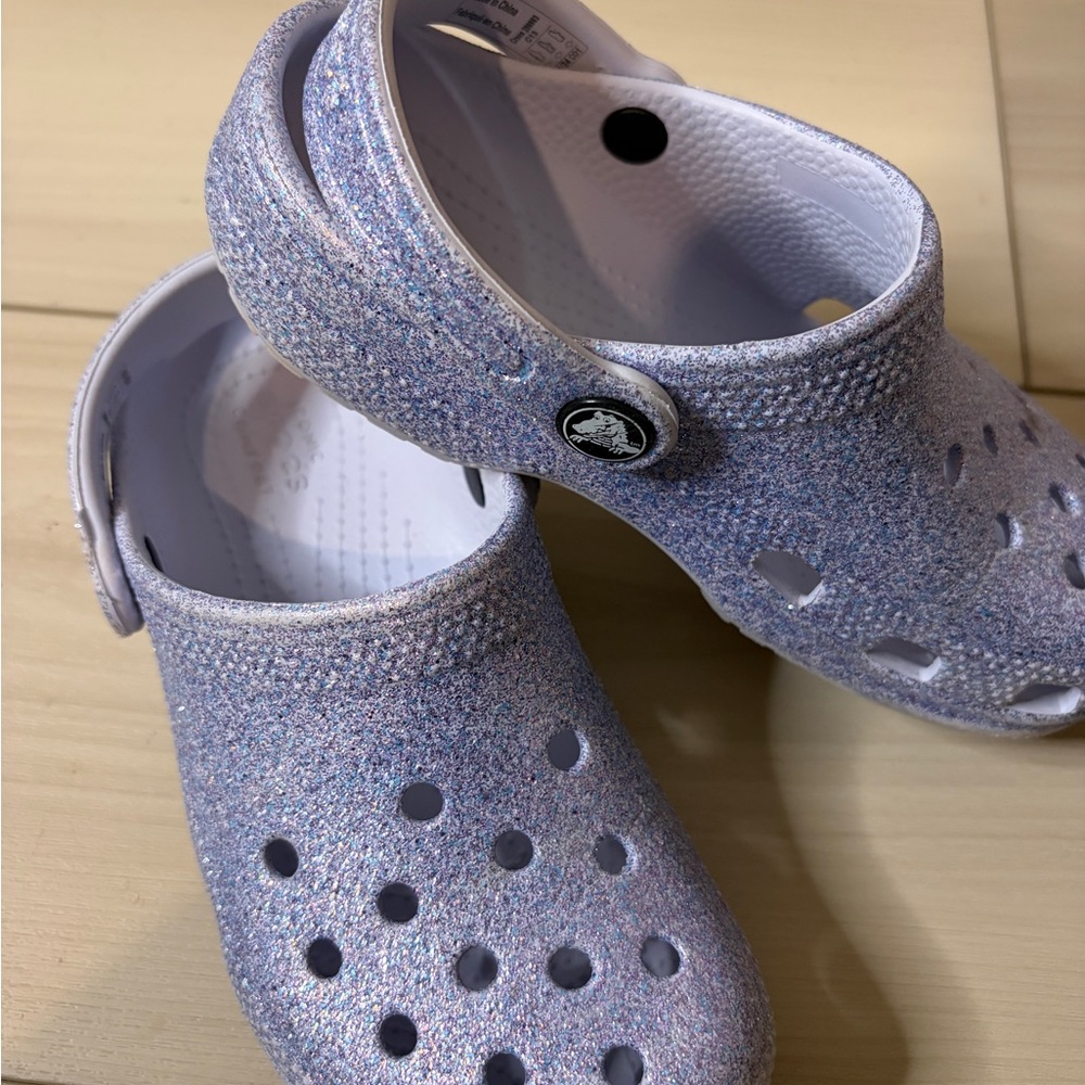 CROCS Kids Sparkly Purple Clogs